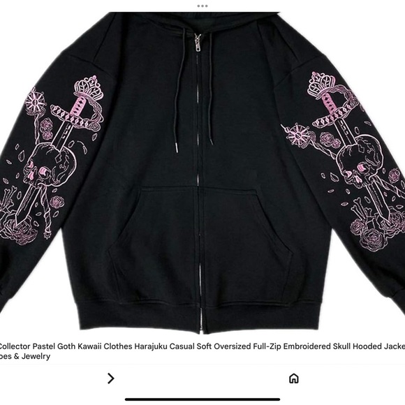 Harajuku Starry Collector Pastel Goth Kawaii Oversized Black Hoodie - Picture 13 of 15